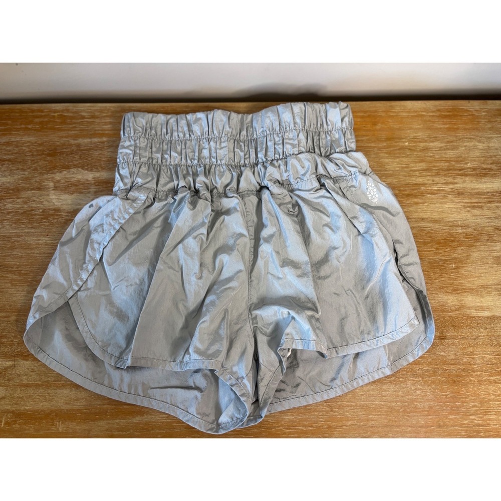 Free People Movement The Way Home Shorts Silver Metallic‎ High Rise Athletic Sml